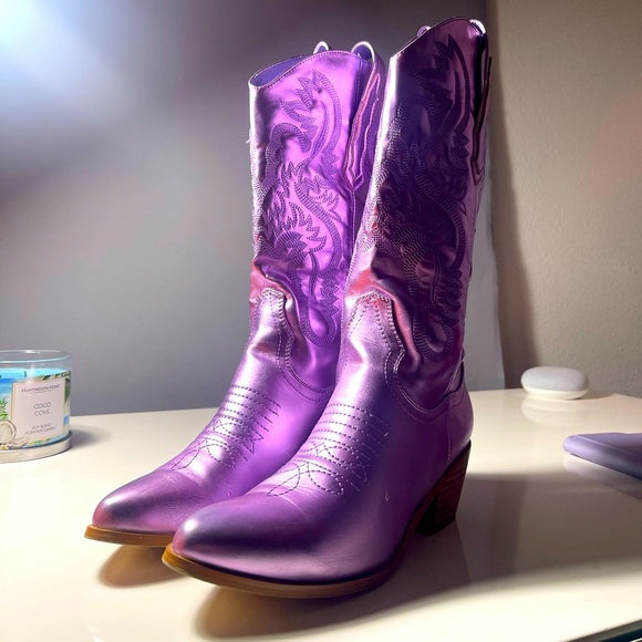 Amazon Shoes Purple Metallic Womens Cowboy Boots Perfect For The Eras Tour Poshmark